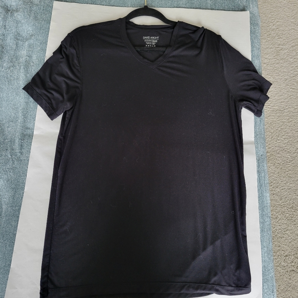 David Archy Men's Black V-neck Tee Modal/Spandex  size M